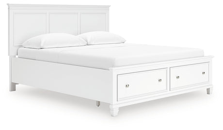 Fortman California King Panel Storage Bed with Dresser in White from Ashley - Luna Furniture