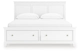 Fortman California King Panel Storage Bed with Mirrored Dresser in White from Ashley - Luna Furniture