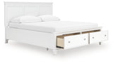Fortman California King Panel Storage Bed with Mirrored Dresser in White from Ashley - Luna Furniture
