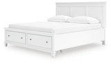 Fortman California King Panel Storage Bed with Mirrored Dresser in White from Ashley - Luna Furniture