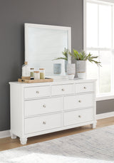 Fortman California King Panel Storage Bed with Mirrored Dresser in White from Ashley - Luna Furniture