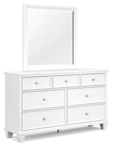 Fortman California King Panel Storage Bed with Mirrored Dresser in White from Ashley - Luna Furniture