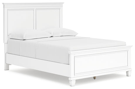 Fortman Full Panel Bed with Mirrored Dresser and 2 Nightstands in White from Ashley - Luna Furniture