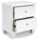 Fortman Full Panel Bed with Mirrored Dresser, Chest and 2 Nightstands in White from Ashley - Luna Furniture