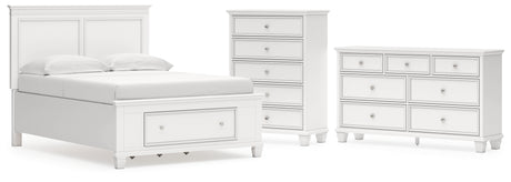 Fortman Full Panel Storage Bed with Dresser and Chest in White from Ashley - Luna Furniture