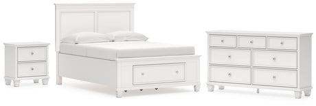 Fortman Full Panel Storage Bed with Dresser and Nightstand in White from Ashley - Luna Furniture