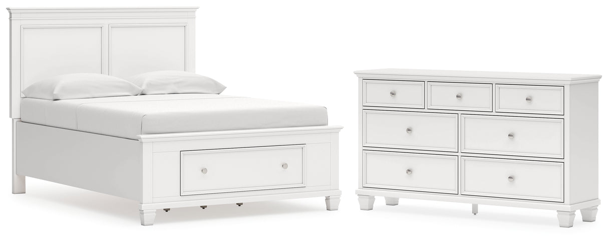 Fortman Full Panel Storage Bed with Dresser in White from Ashley - Luna Furniture
