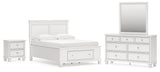 Fortman Full Panel Storage Bed with Mirrored Dresser and Nightstand in White from Ashley Furniture - Luna Furniture