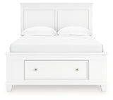 Fortman Full Panel Storage Bed with Mirrored Dresser and Nightstand in White from Ashley Furniture - Luna Furniture