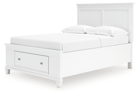Fortman Full Panel Storage Bed with Mirrored Dresser in White from Ashley - Luna Furniture