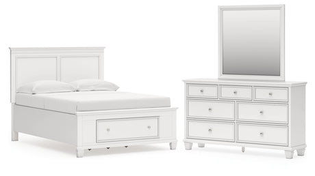 Fortman Full Panel Storage Bed with Mirrored Dresser in White from Ashley - Luna Furniture