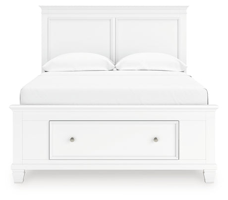 Fortman Full Panel Storage Bed with Mirrored Dresser in White from Ashley - Luna Furniture
