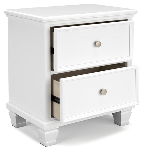Fortman King Panel Bed with Mirrored Dresser and 2 Nightstands in White from Ashley - Luna Furniture
