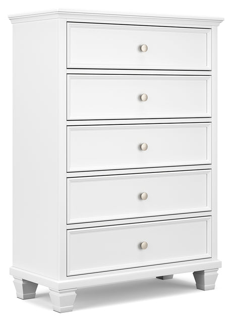 Fortman King Panel Storage Bed with Dresser and Chest in White from Ashley - Luna Furniture