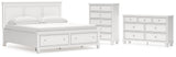 Fortman King Panel Storage Bed with Dresser and Chest in White from Ashley - Luna Furniture