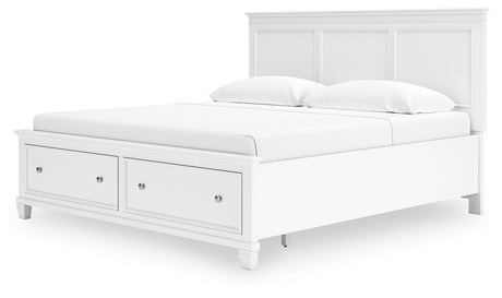 Fortman King Panel Storage Bed with Dresser and Nightstand in White from Ashley - Luna Furniture