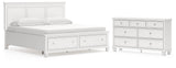 Fortman King Panel Storage Bed with Dresser in White from Ashley - Luna Furniture