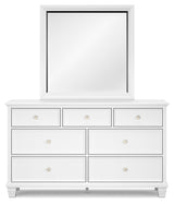 Fortman King Panel Storage Bed with Mirrored Dresser and Nightstand in White from Ashley Furniture - Luna Furniture