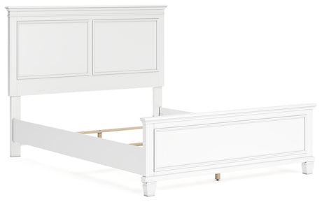 Fortman Queen Panel Bed with Mirrored Dresser and 2 Nightstands in White from Ashley - Luna Furniture