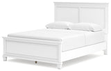 Fortman Queen Panel Bed with Mirrored Dresser and 2 Nightstands in White from Ashley - Luna Furniture