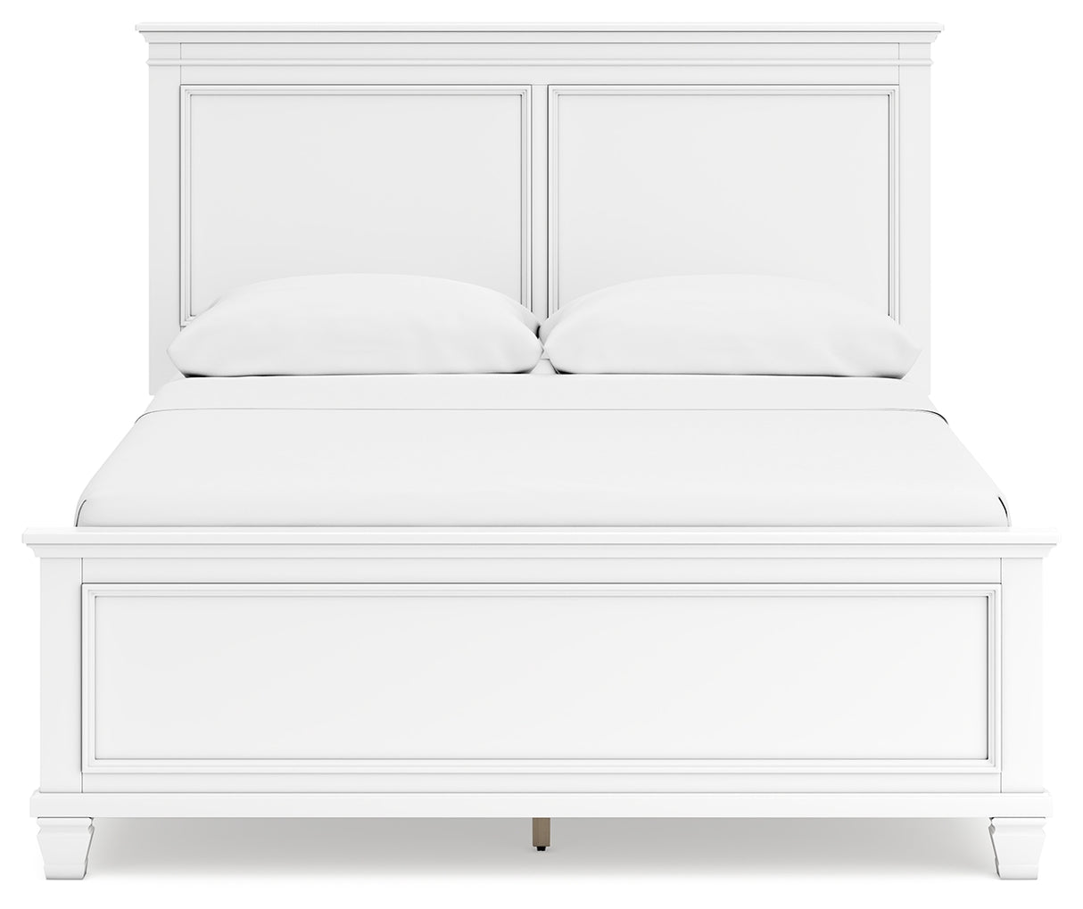 Fortman Queen Panel Bed with Mirrored Dresser, Chest and 2 Nightstands in White from Ashley - Luna Furniture