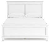 Fortman Queen Panel Bed with Mirrored Dresser, Chest and 2 Nightstands in White from Ashley - Luna Furniture