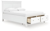 Fortman Queen Panel Storage Bed with Mirrored Dresser in White from Ashley - Luna Furniture