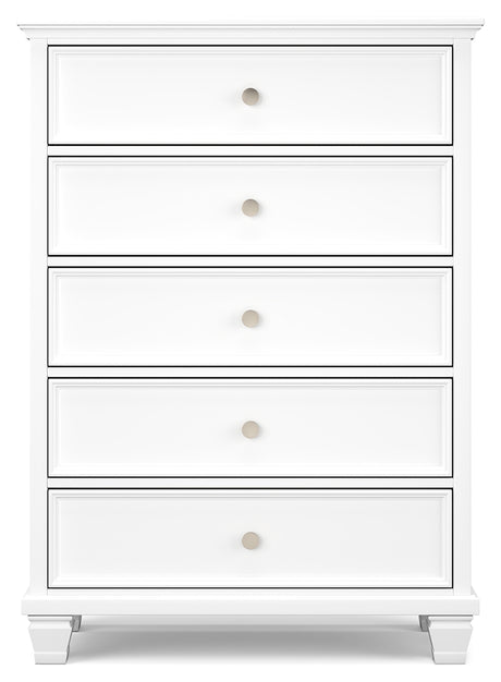 Fortman Twin Panel Storage Bed with Dresser and Chest in White from Ashley - Luna Furniture