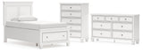 Fortman Twin Panel Storage Bed with Dresser and Chest in White from Ashley Furniture - Luna Furniture