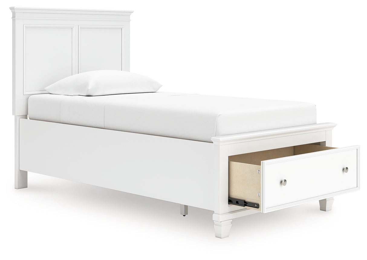 Fortman Twin Panel Storage Bed with Dresser and Chest in White from Ashley Furniture - Luna Furniture