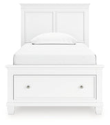 Fortman Twin Panel Storage Bed with Dresser and Nightstand in White from Ashley Furniture - Luna Furniture