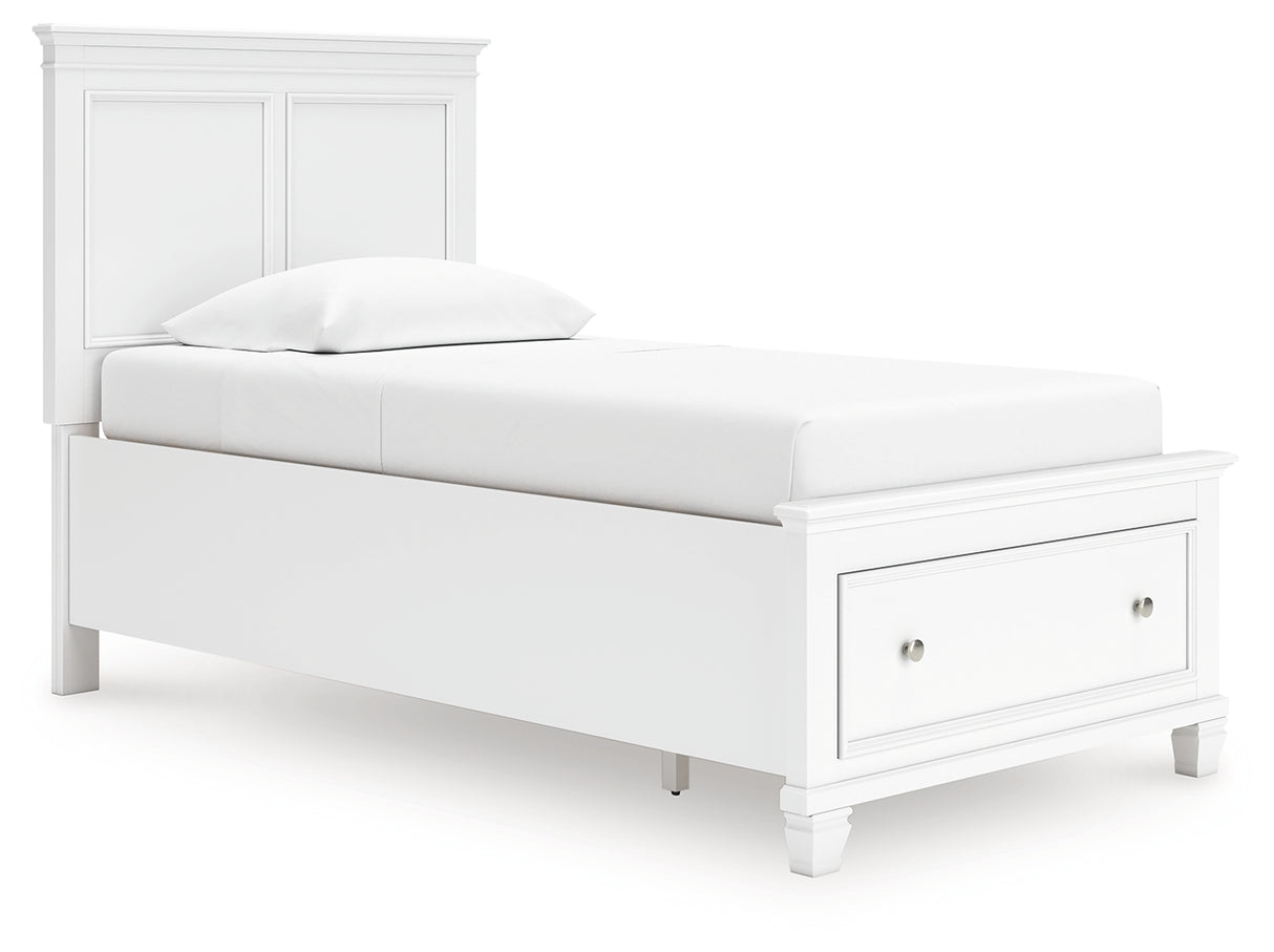 Fortman Twin Panel Storage Bed with Dresser and Nightstand in White from Ashley Furniture - Luna Furniture