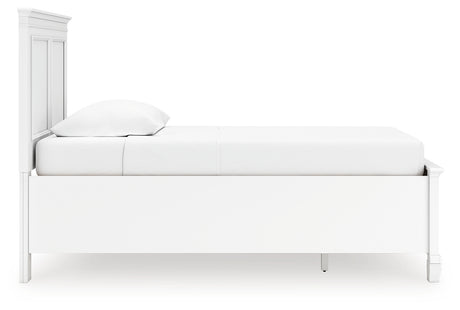 Fortman White Twin Panel Storage Bed with Mirrored Dresser and Nightstand from Ashley - Luna Furniture