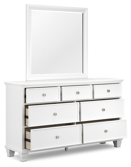 Fortman White Twin Panel Storage Bed with Mirrored Dresser and Nightstand from Ashley - Luna Furniture