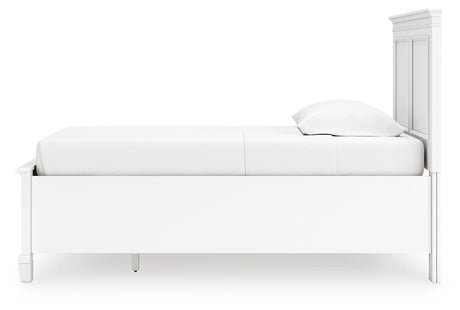 Fortman Twin Panel Storage Bed with Mirrored Dresser in White from Ashley - Luna Furniture