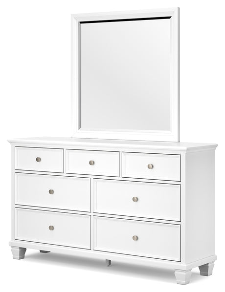 Fortman Twin Panel Storage Bed with Mirrored Dresser in White from Ashley - Luna Furniture