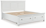 Fortman White California King Panel Storage Bed from Ashley - Luna Furniture