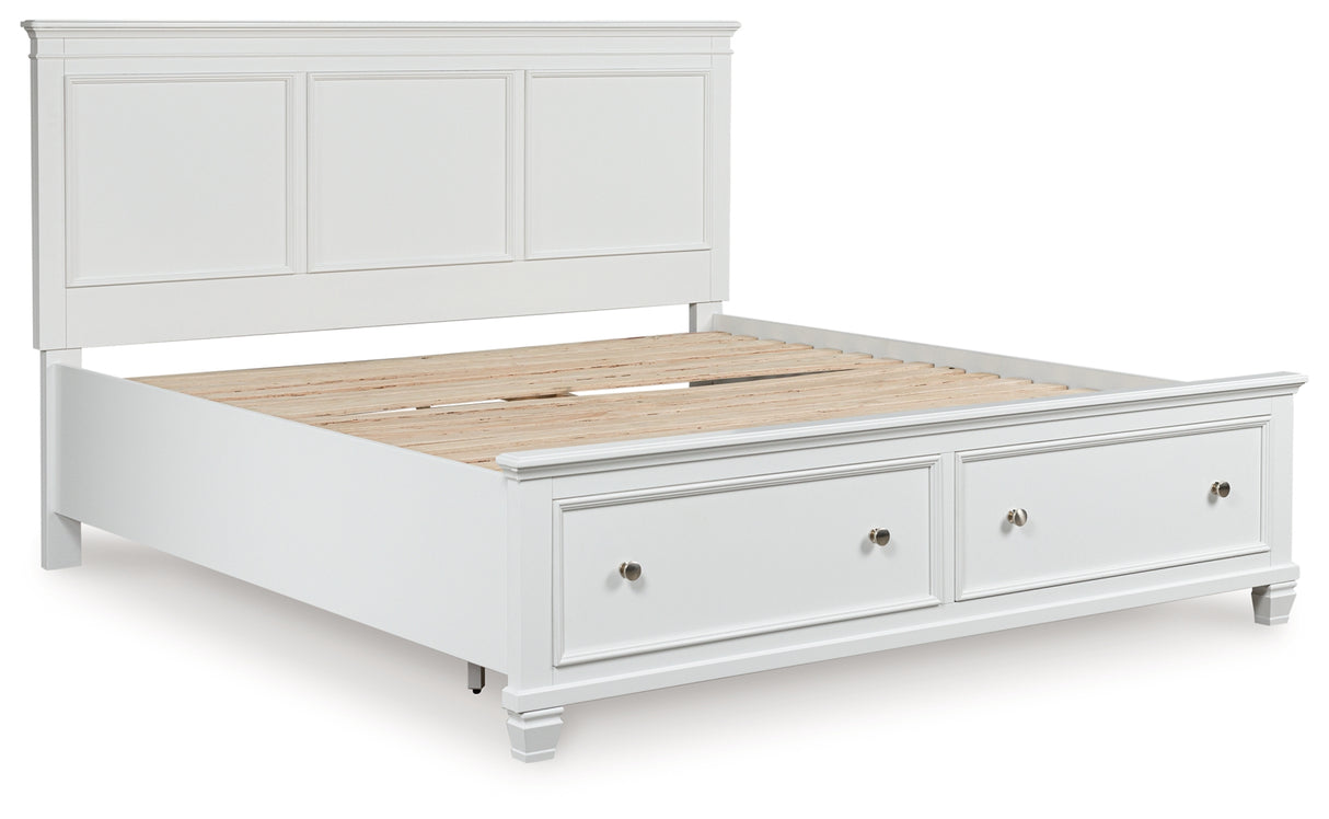 Fortman White King Panel Storage Bed from Ashley - Luna Furniture