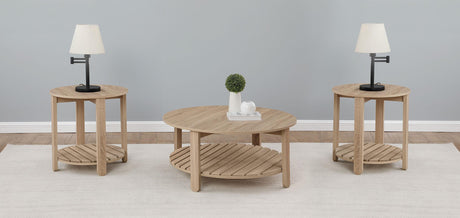 Fowler Natural 3-Piece Round Coffee and End Table Set from Coaster - Luna Furniture
