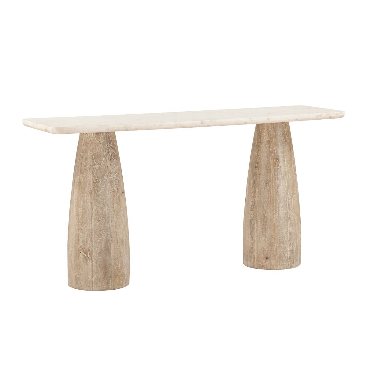 Palm Springs 60" Console Table with White Marble and Whitewash Modern Base from Home Trends & Design - Luna Furniture