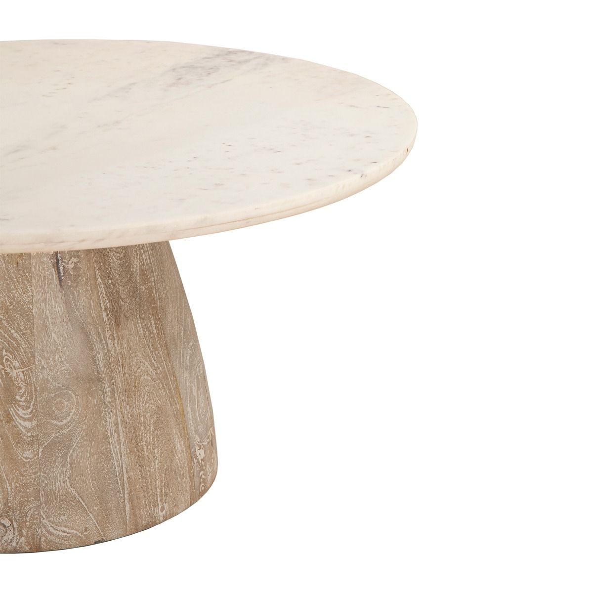 Palm Springs 36" Coffee Table with White Marble and Whitewash Modern Base from Home Trends & Design - Luna Furniture