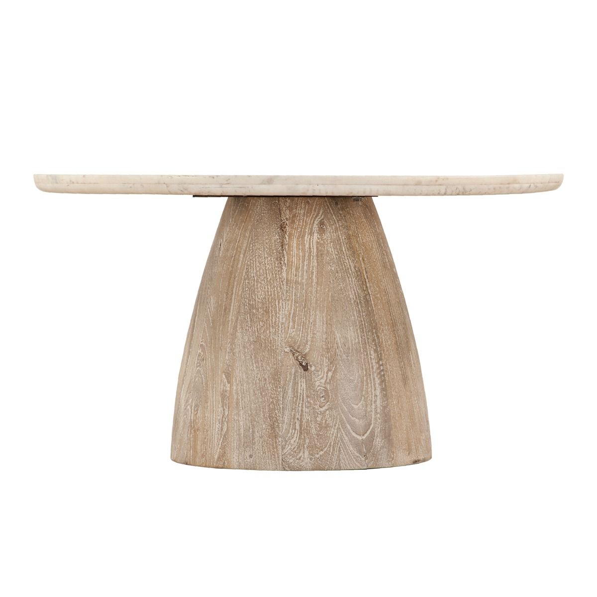 Palm Springs 36" Coffee Table with White Marble and Whitewash Modern Base from Home Trends & Design - Luna Furniture