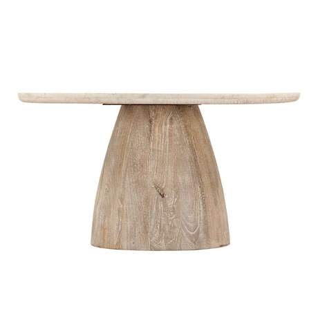 Palm Springs 36" Coffee Table with White Marble and Whitewash Modern Base from Home Trends & Design - Luna Furniture