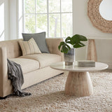 Palm Springs 36" Coffee Table with White Marble and Whitewash Modern Base from Home Trends & Design - Luna Furniture