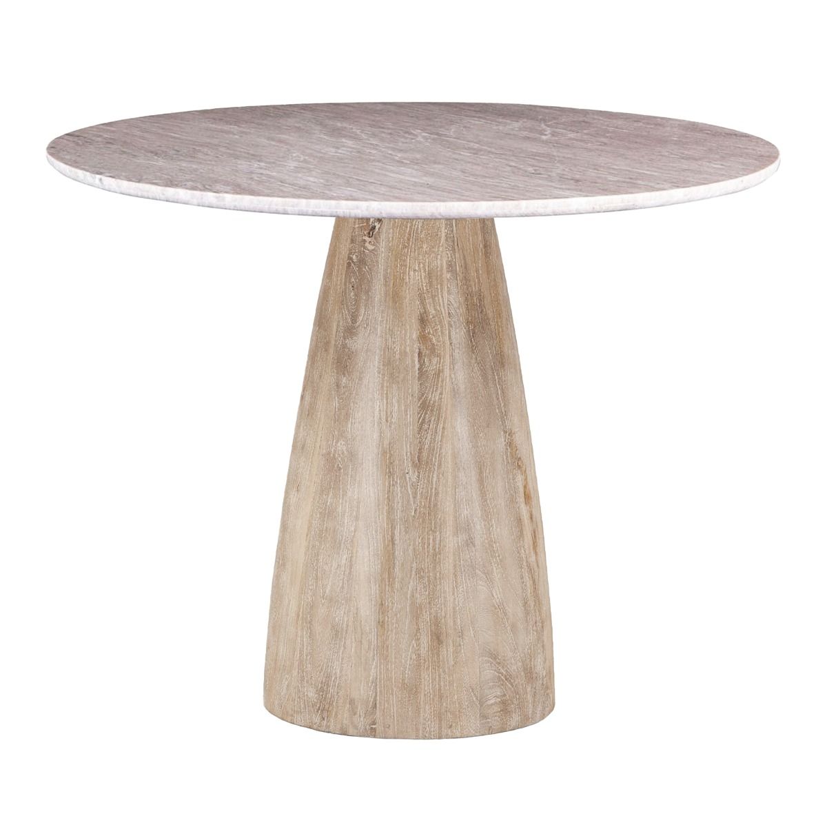 Palm Springs 48" Gathering Table with Brown Lajaria Marble and Whitewash Modern Base from Home Trends & Design - Luna Furniture