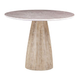 Palm Springs 48" Gathering Table with Brown Lajaria Marble and Whitewash Modern Base from Home Trends & Design - Luna Furniture
