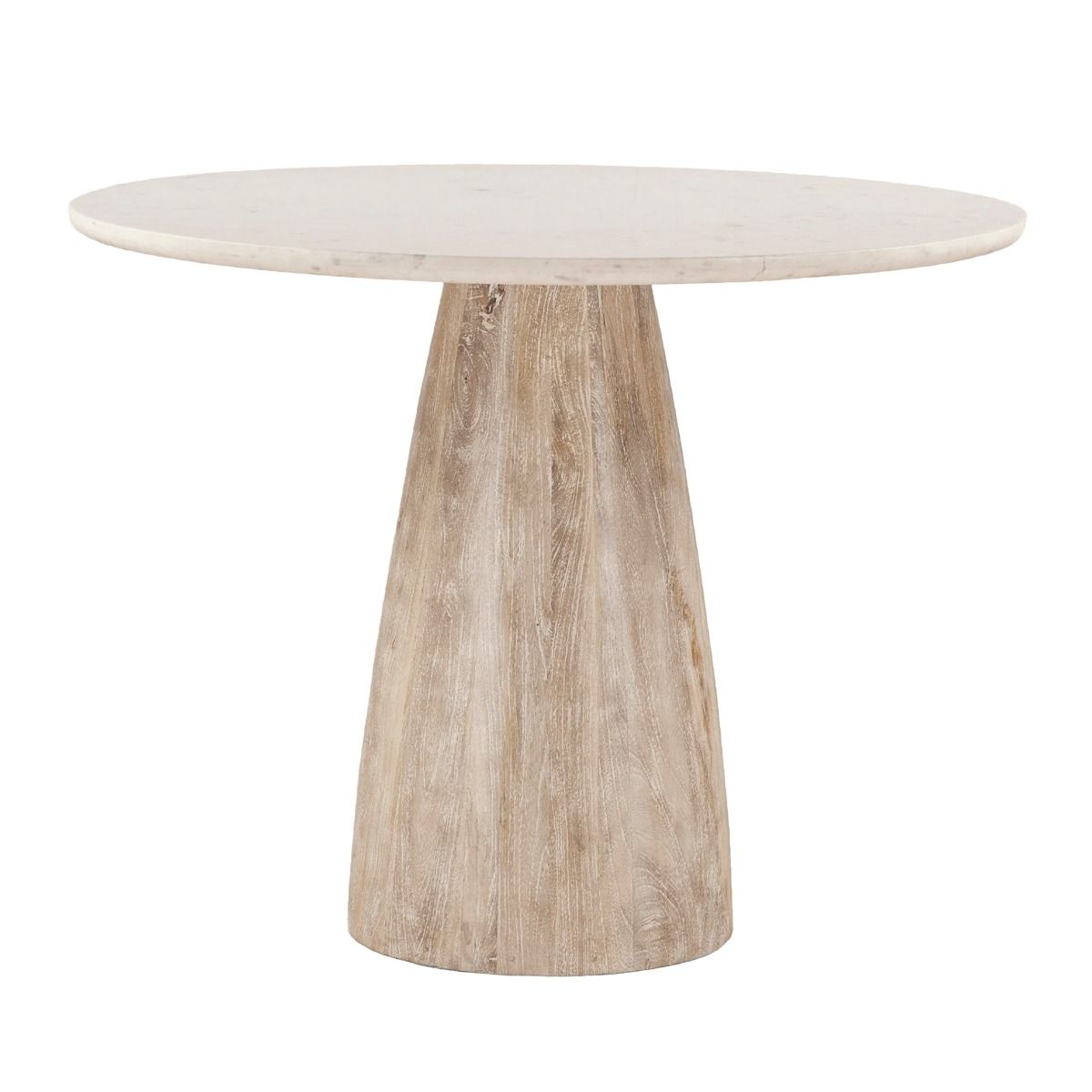 Palm Springs 48" Gathering Table with White Marble and Whitewash Modern Base from Home Trends & Design - Luna Furniture