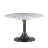 Palm Springs 48" Round Dining Table with White Marble and Silver Base from Home Trends & Design - Luna Furniture