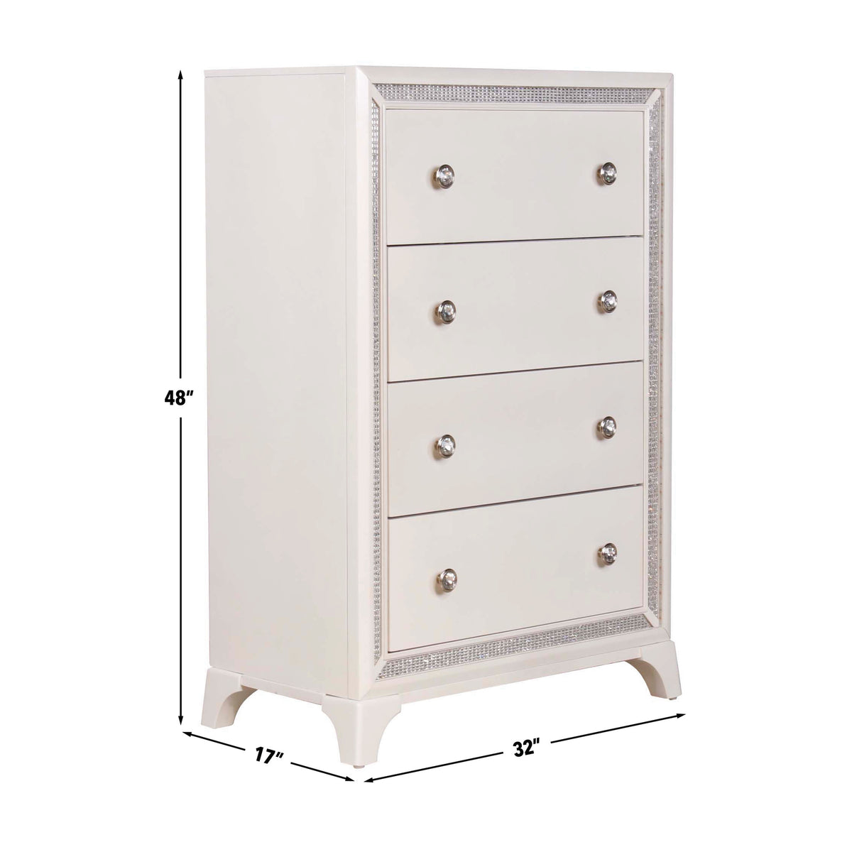 Cassie Shimmering Pearl Illuminating 5-Drawer Chest from Steve Silver - Luna Furniture