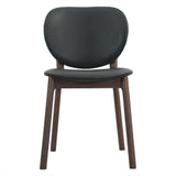 Piper 18" Round Back Dining Chair in Black Leather and Wood, Set of 2 from Home Trends & Design - Luna Furniture
